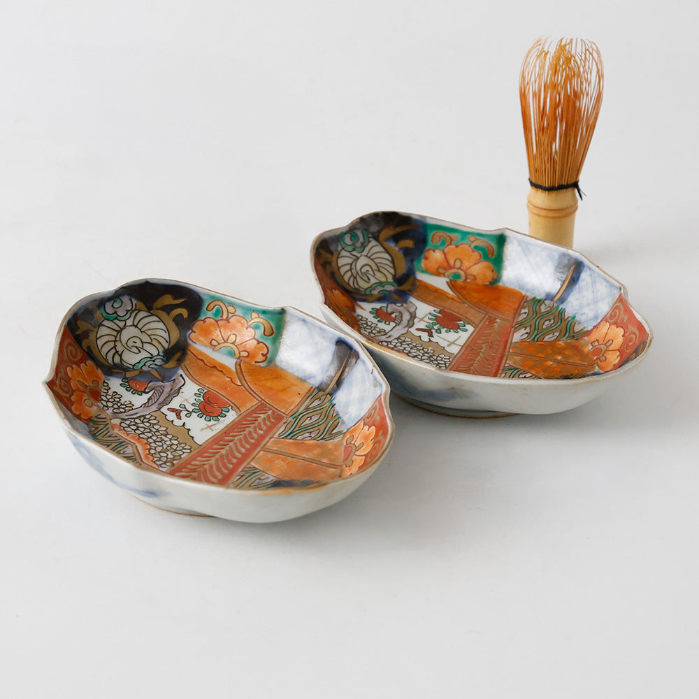 古董古伊万里色绘金襴手异形盘两件套有田烧| EIKI Re:Finds