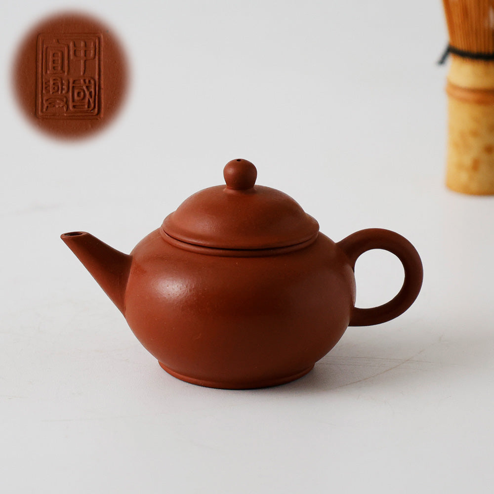 中国宜興 朱泥 砲口 急須 側面