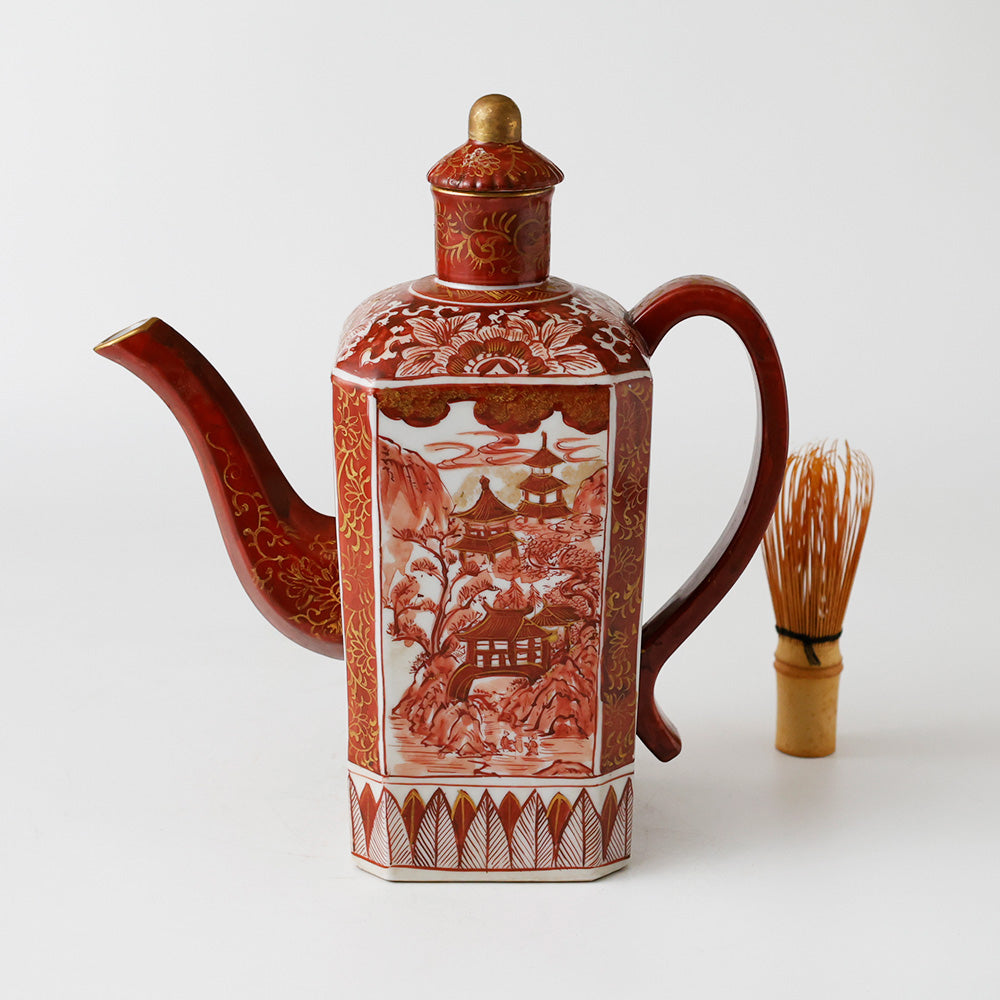 九谷焼 赤絵金彩 水注 全体図