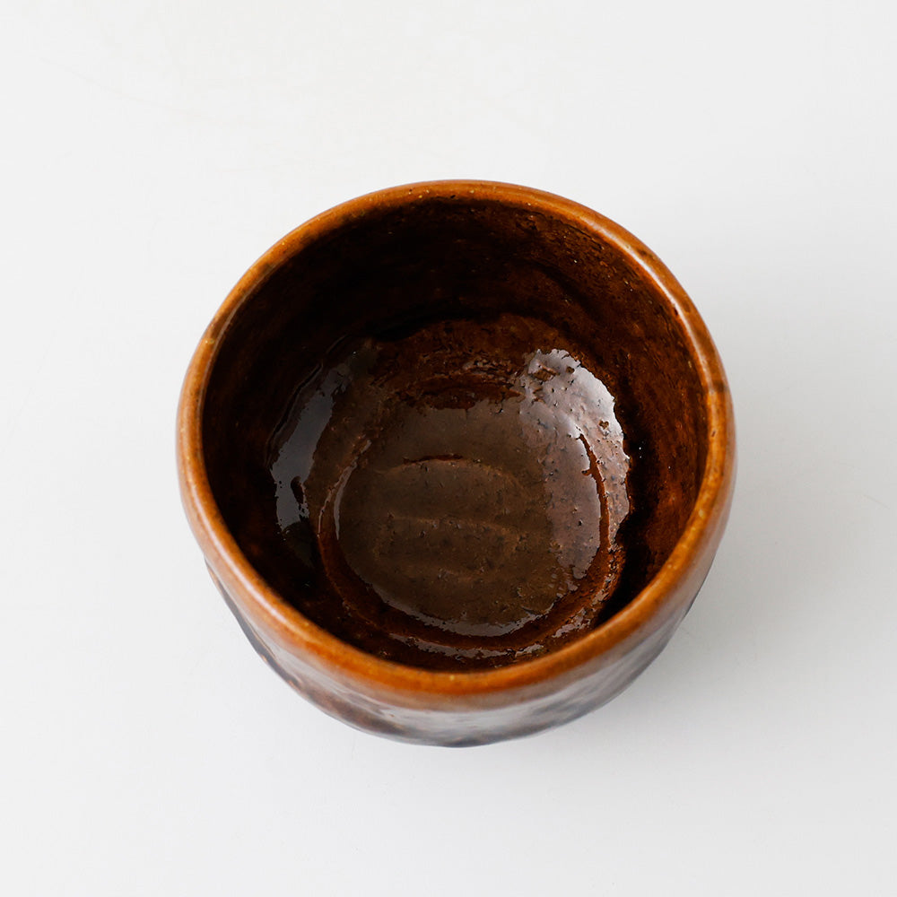 大樋焼 大樋一平 飴釉茶碗 見込み