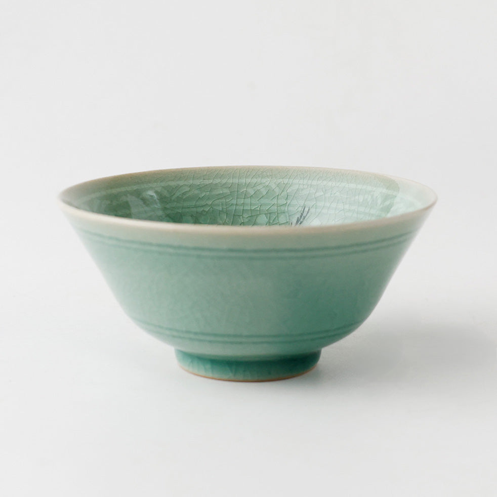 黄仁哲作 高麗青磁 茶碗 側面