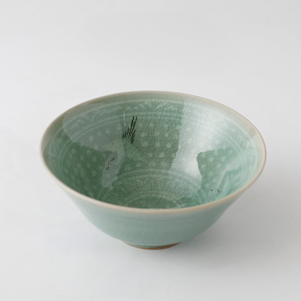 黄仁哲作 高麗青磁 茶碗 内部