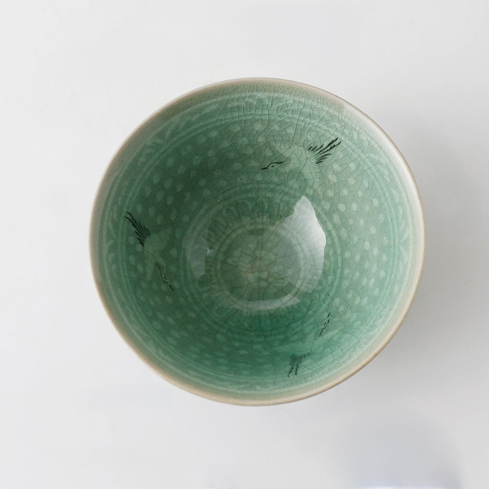 黄仁哲作 高麗青磁 茶碗 見込み