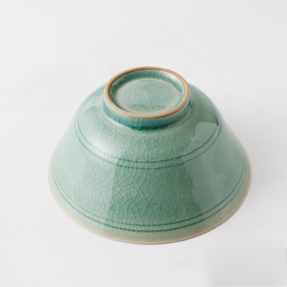 黄仁哲作 高麗青磁 茶碗 伏せた図