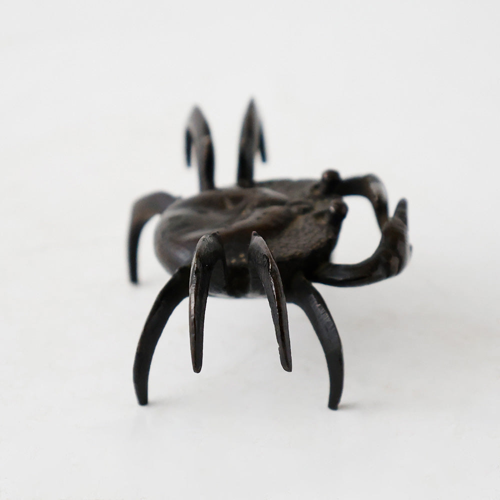 古銅 蟹 置物 側面