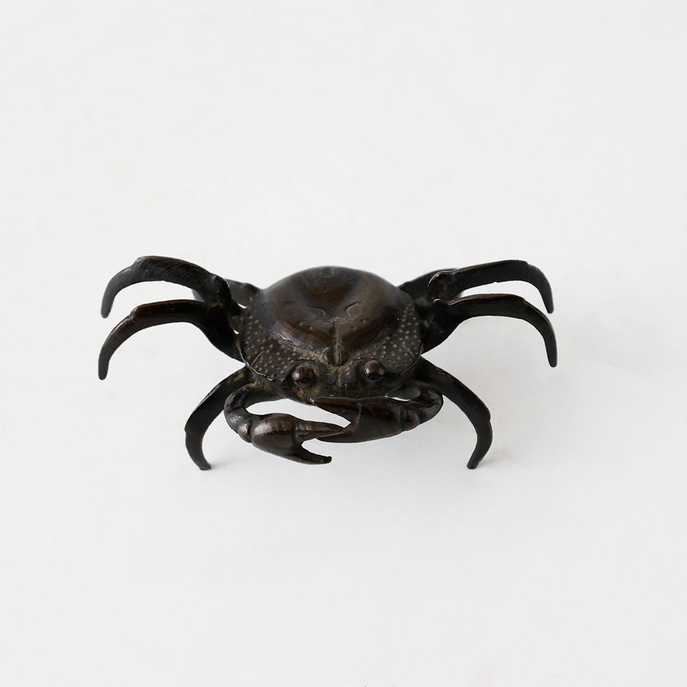 古銅 蟹 置物 正面