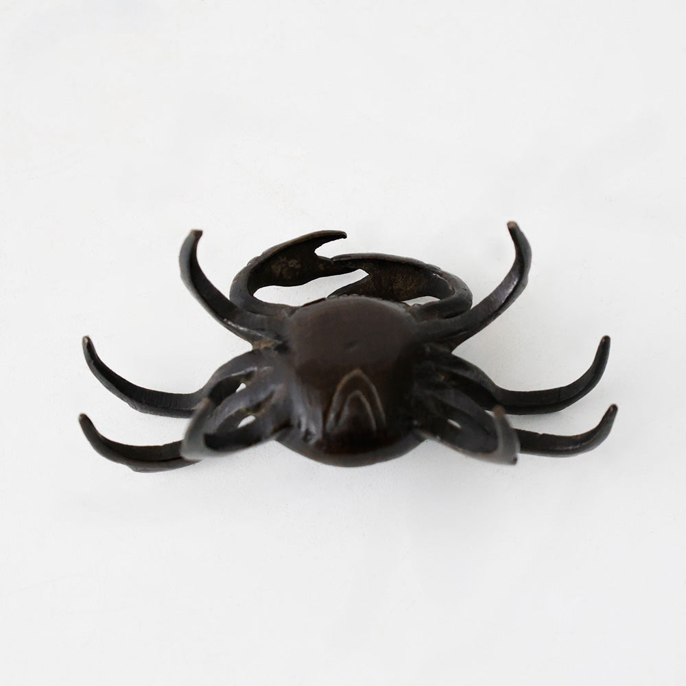 古銅 蟹 置物 背面
