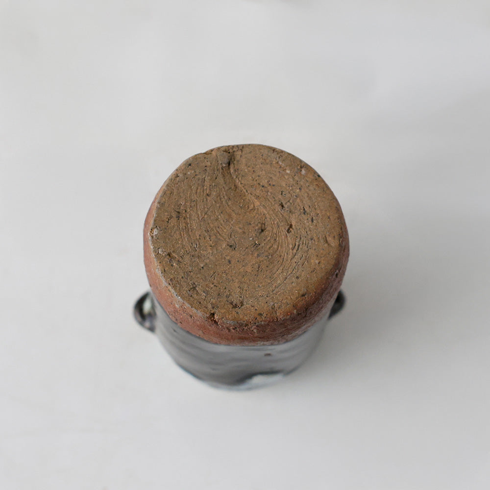 時代年代物 美濃焼 自然釉 耳付茶入 茶道具 唐津 唐物 仕覆 蓋 茶道具