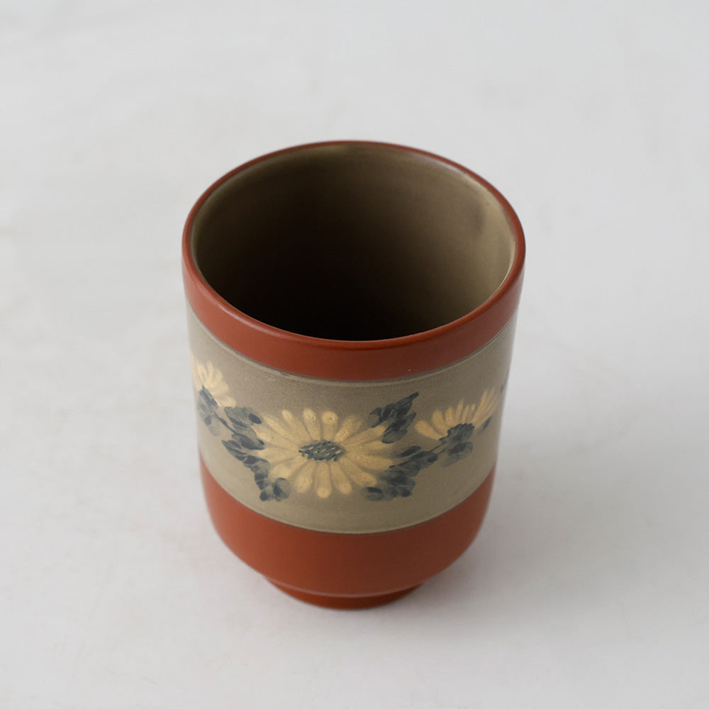 佐渡無名異陶器  花草文 湯呑 内部