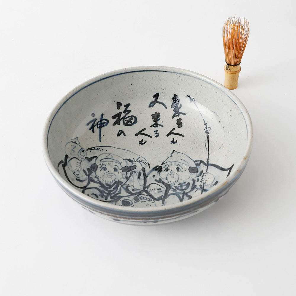 九谷焼　大黒天　恵比寿　菓子鉢　全体図