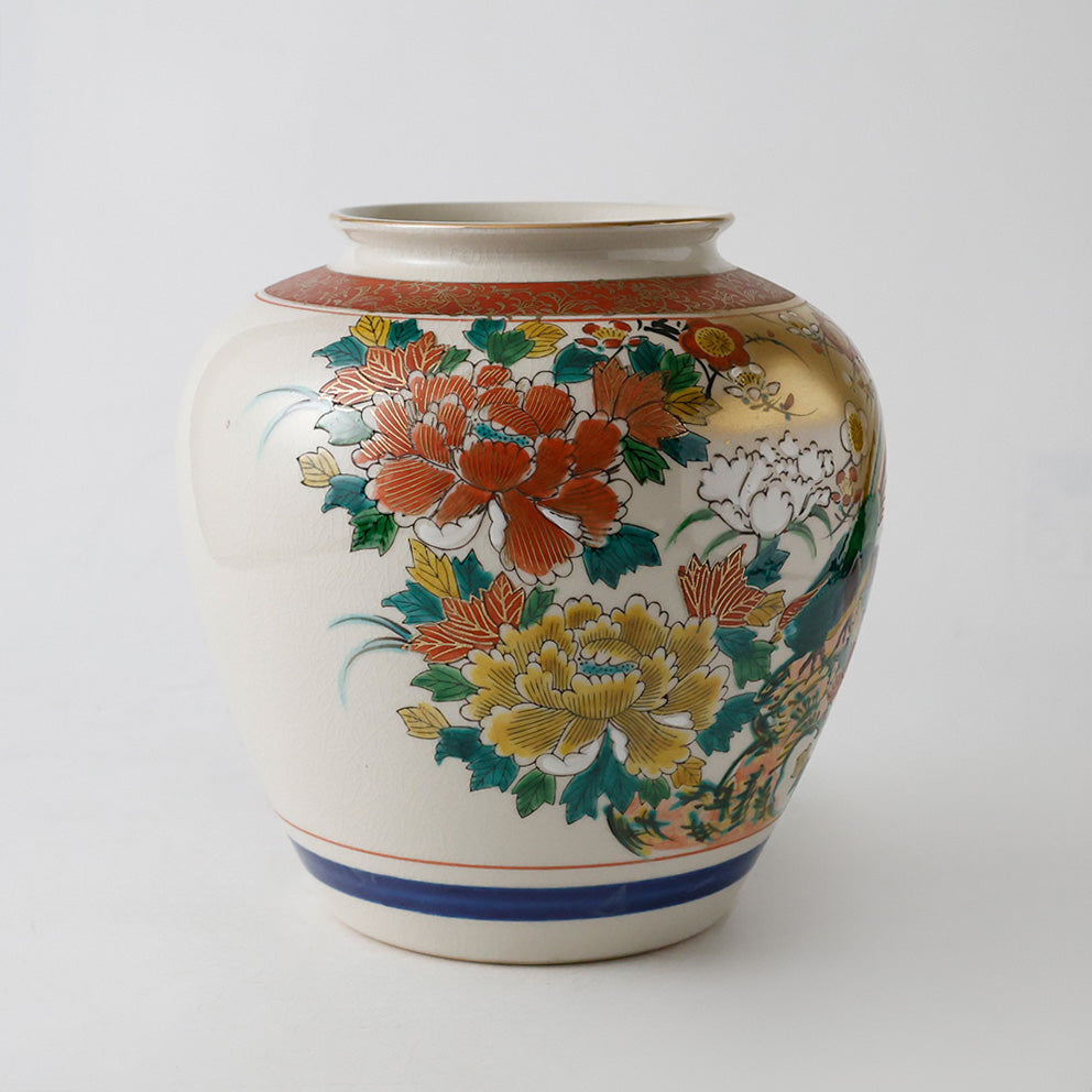 九谷焼 司峰造 花鳥図 花瓶