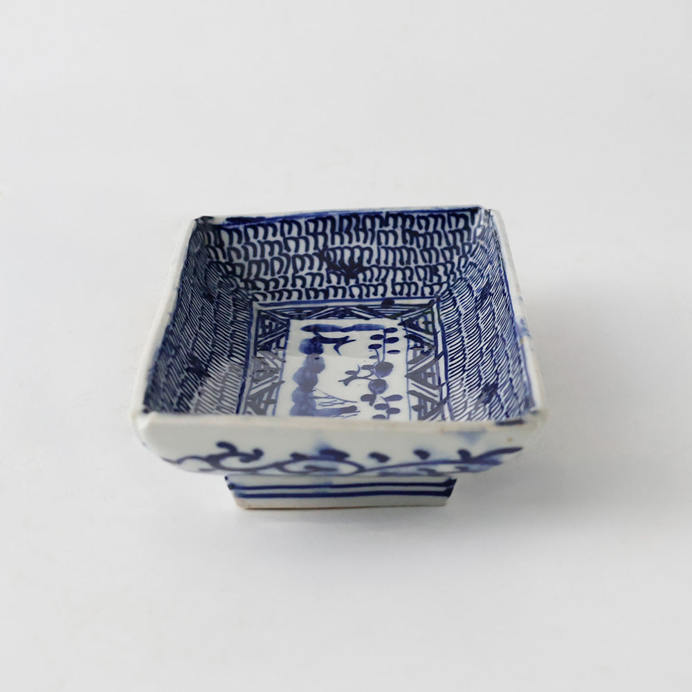 古伊万里 染付 微塵唐草文様 長皿