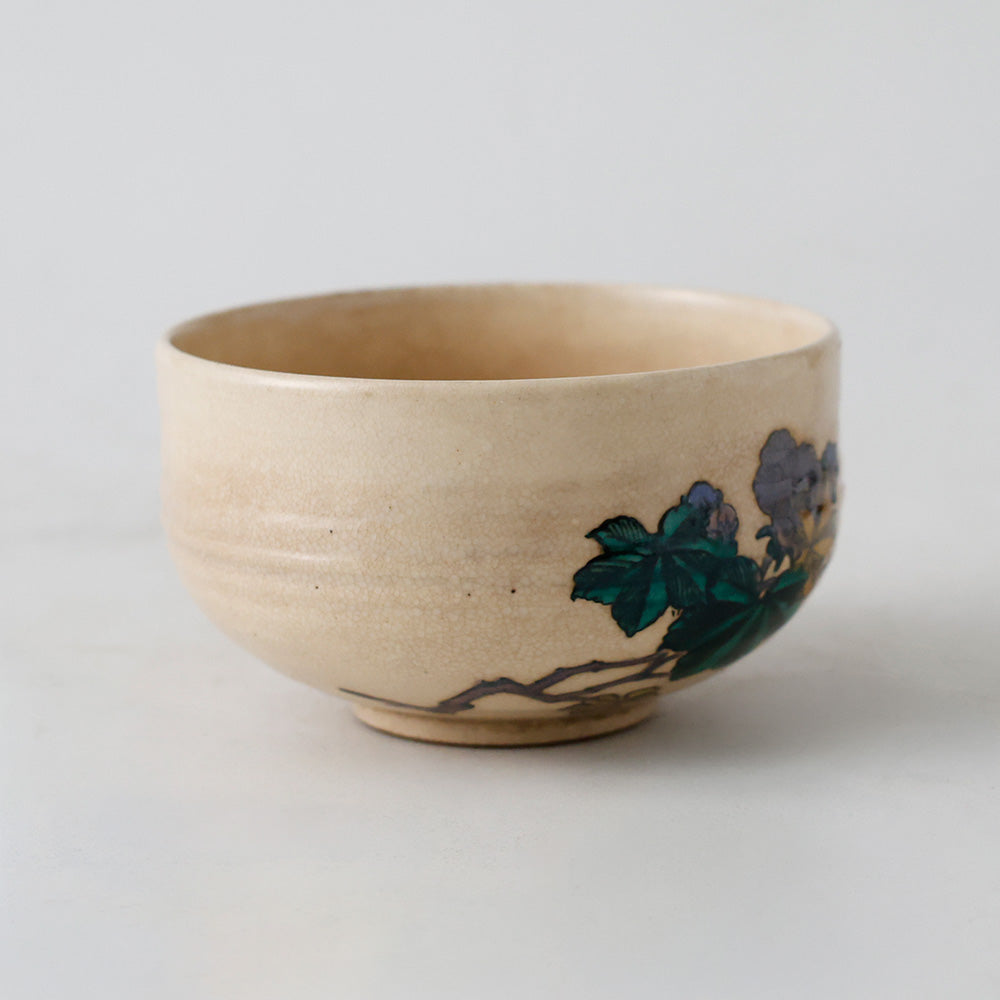 古九谷写 花草紋様 茶碗 側面