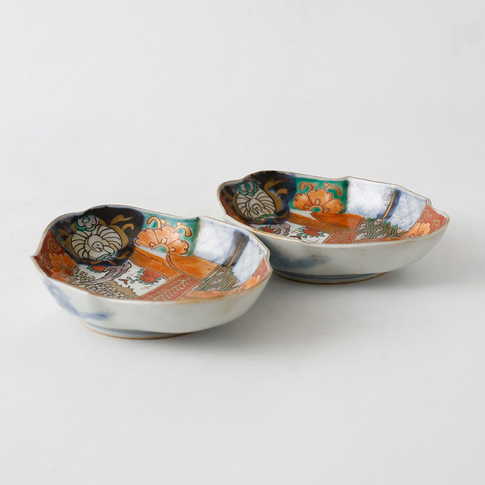 古伊万里 色絵金襴手 長皿 二客
