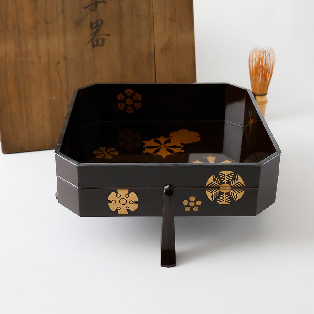 時代漆器 面取四方菓子器 全体図