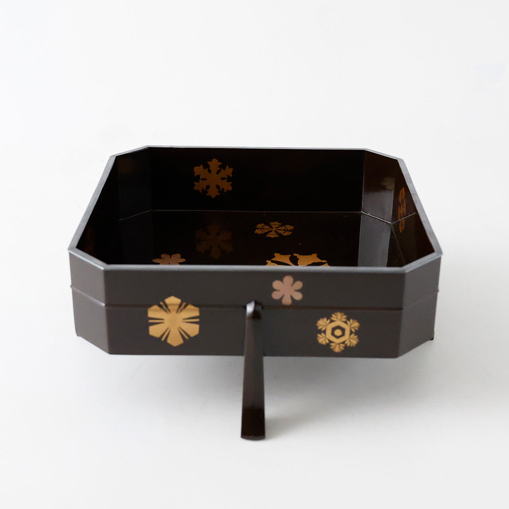 時代漆器 面取四方菓子器 側面