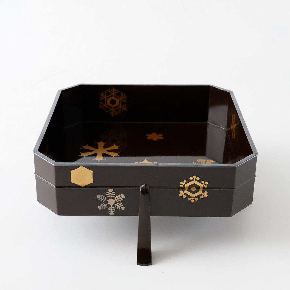 時代漆器 面取四方菓子器 側面