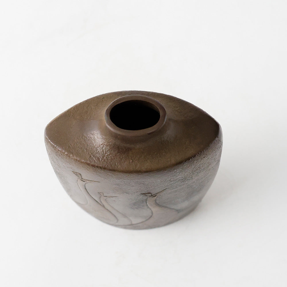 高岡銅器 瑞峰作 花瓶 上面