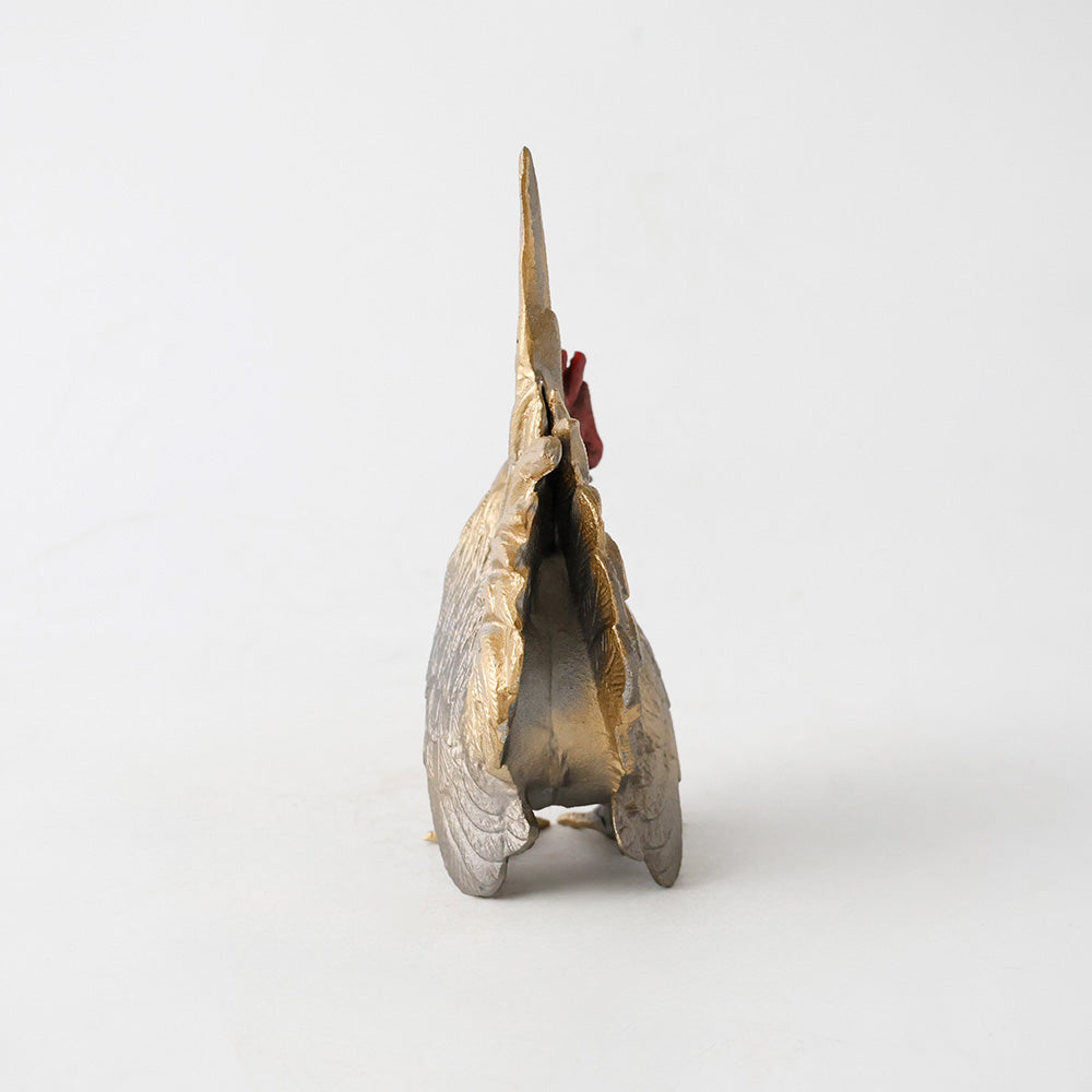 寿山作　酉の置物　鳥　金属工芸