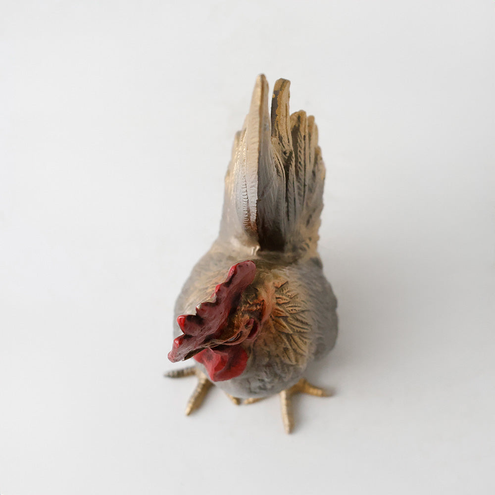寿山作　酉の置物　鳥　金属工芸