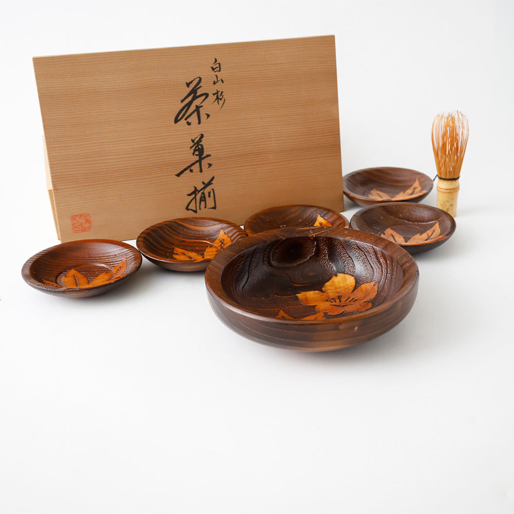 白山杉 茶菓揃 菓子鉢 茶托 全体図