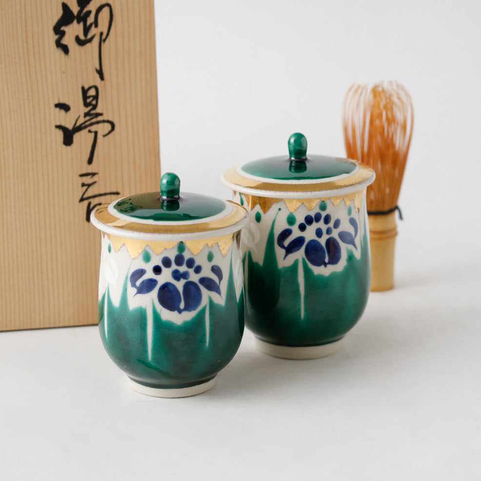 新品 九谷焼 珠峰 湯呑み 二客 全体図