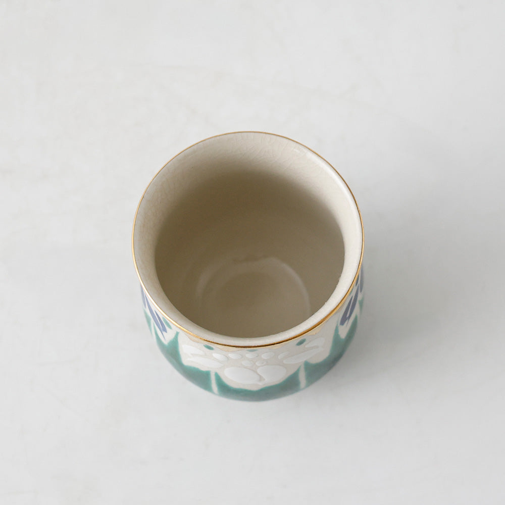 新品 九谷焼 珠峰 湯呑み 二客 見込み