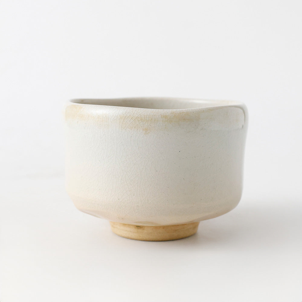 近未使用美品 萩烧 萩殿窑 茶碗 黄布 纸盒装 茶道具 抹茶碗
