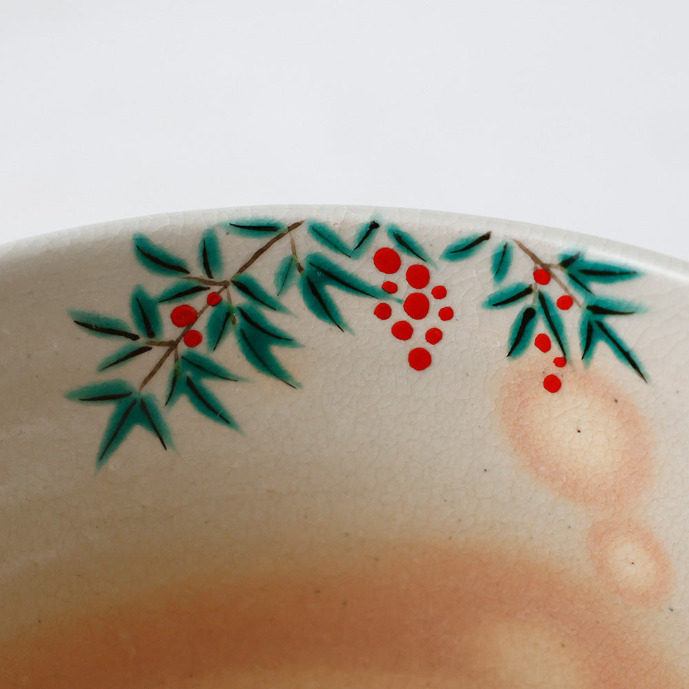 色絵 茶碗 花鳥 親子 サギ