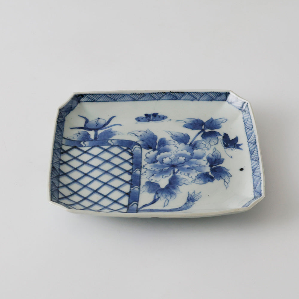 古伊万里 染付 角切四方皿 正面