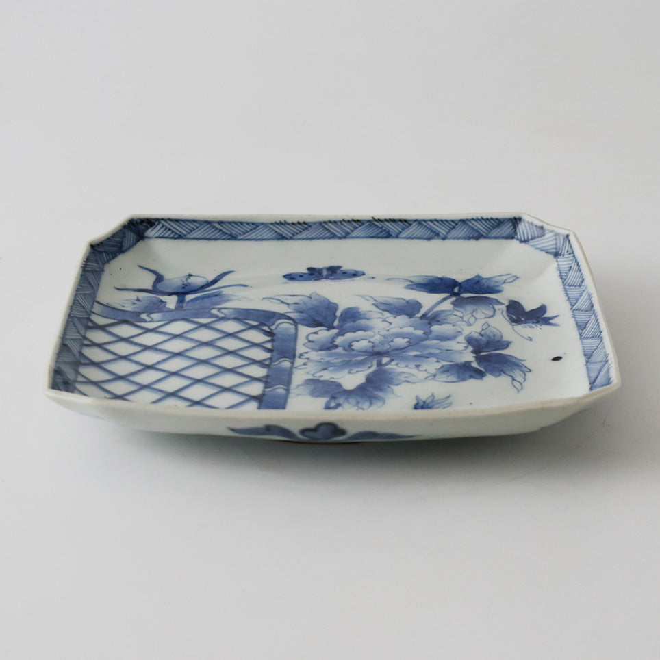 古伊万里 染付 角切四方皿 側面