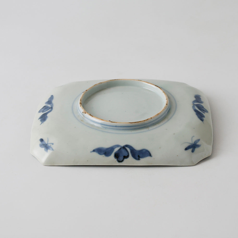 古伊万里 染付 角切四方皿 底面