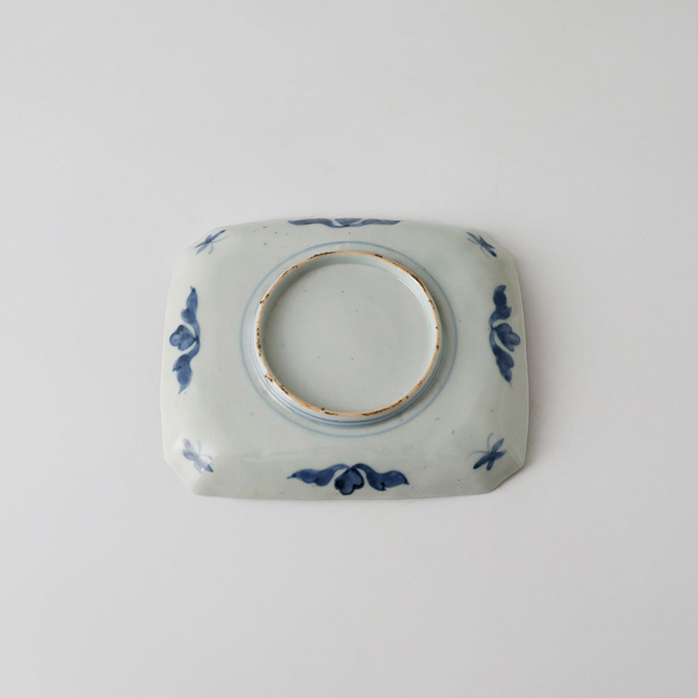 古伊万里 染付 角切四方皿 底面