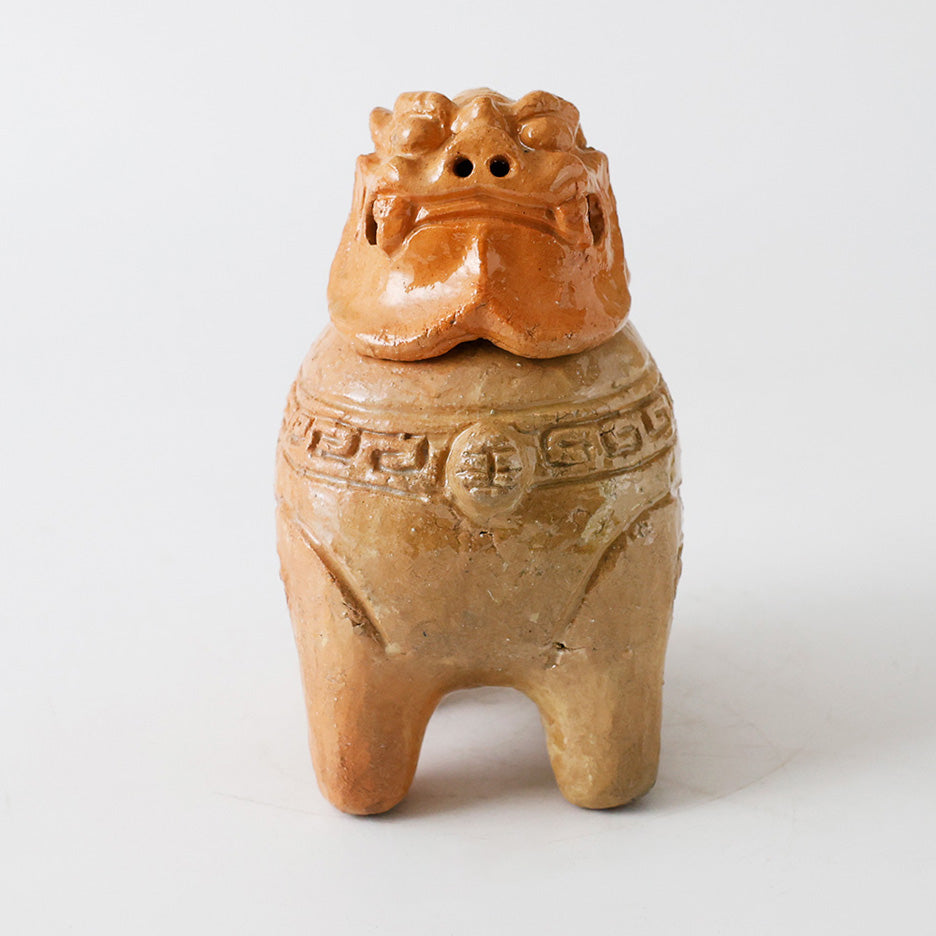 楽焼 獅子形 香炉 正面