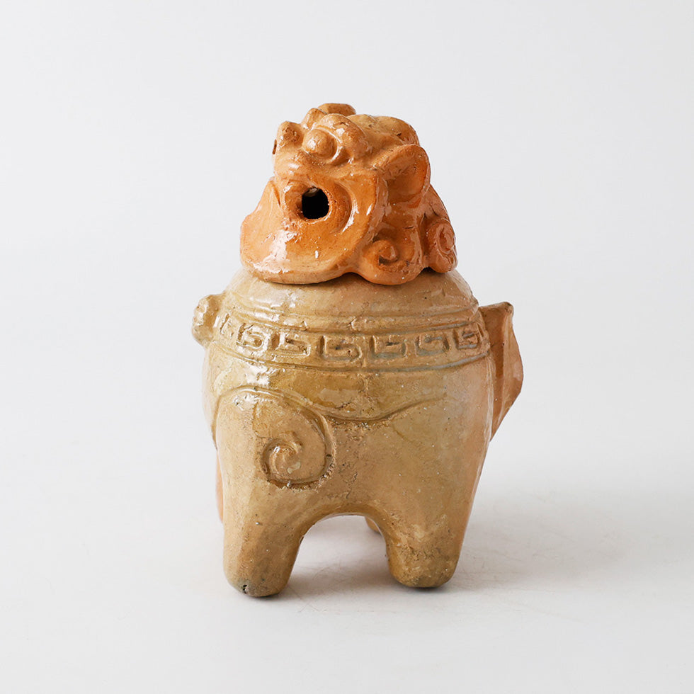 楽焼 獅子形 香炉 側面