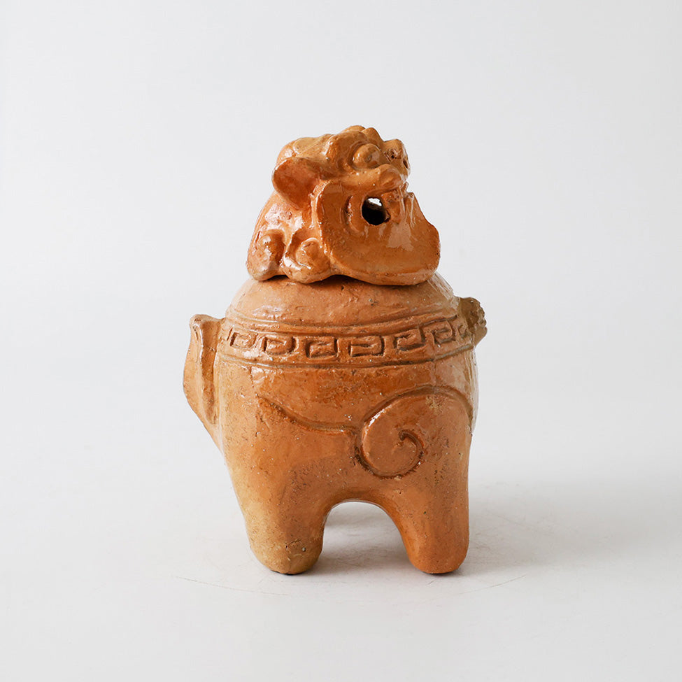 楽焼 獅子形 香炉 側面