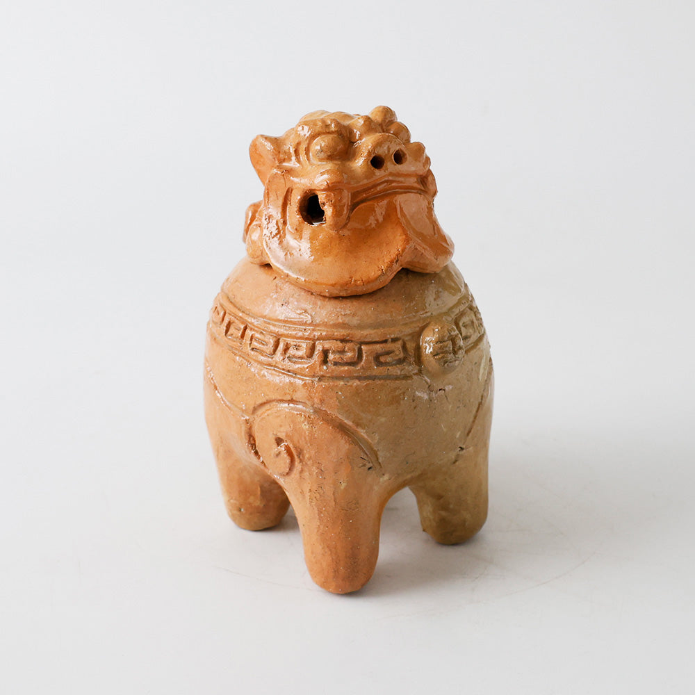 楽焼 獅子形 香炉 斜め