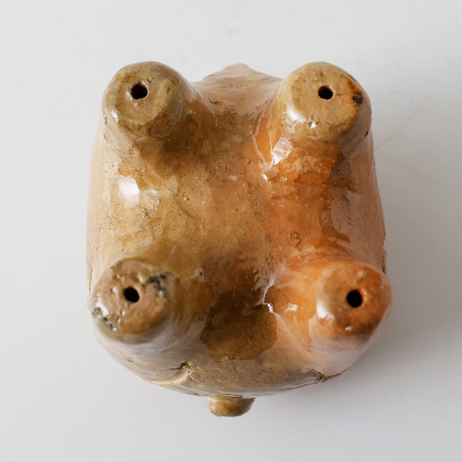 楽焼 獅子形 香炉 底面