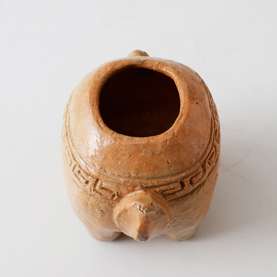 楽焼 獅子形 香炉 上面