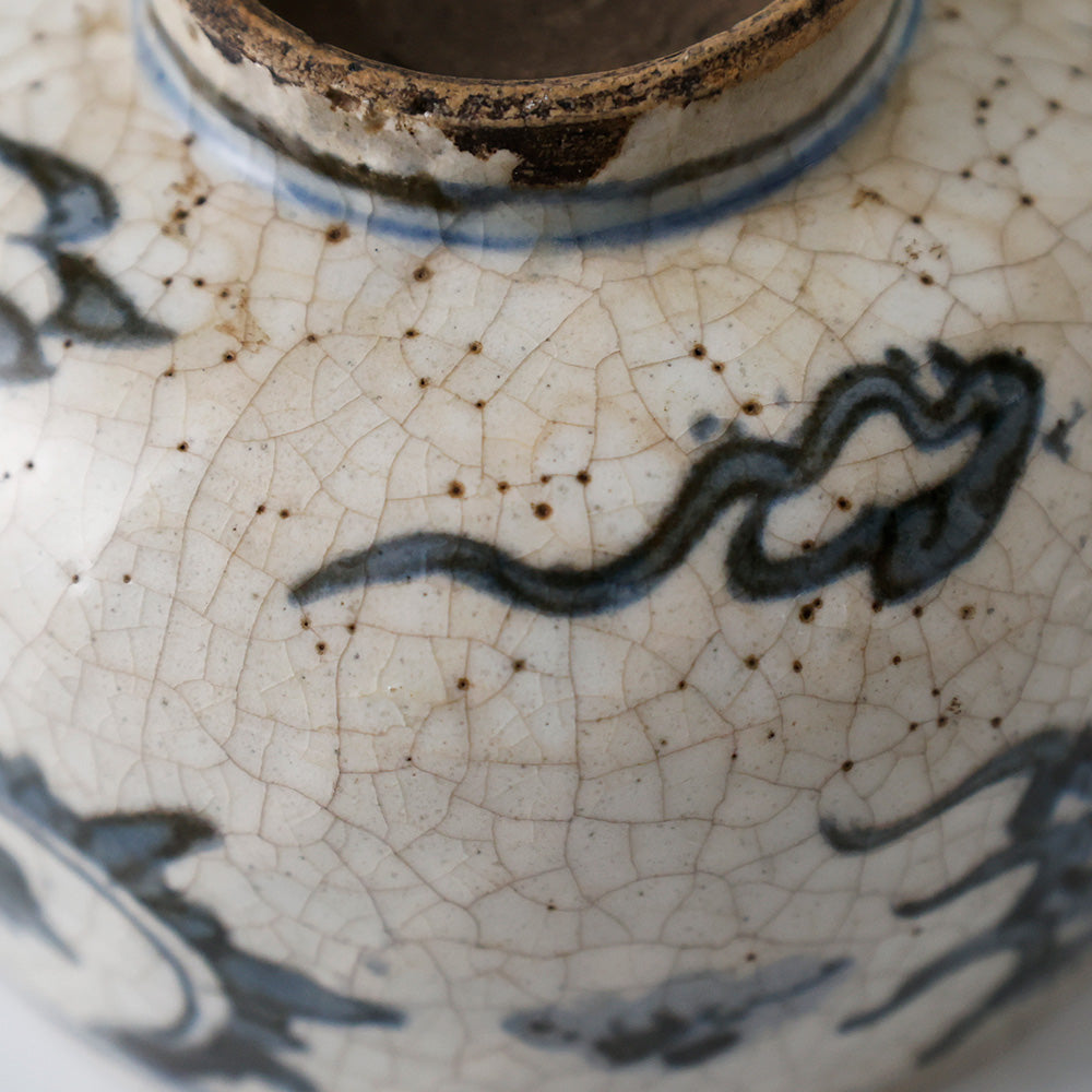 安南写 絞り手 茶碗 伏せた構図 拡大