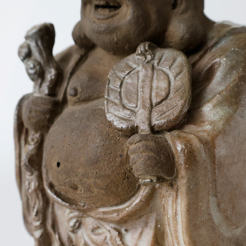 越中古府焼 布袋像 軍配