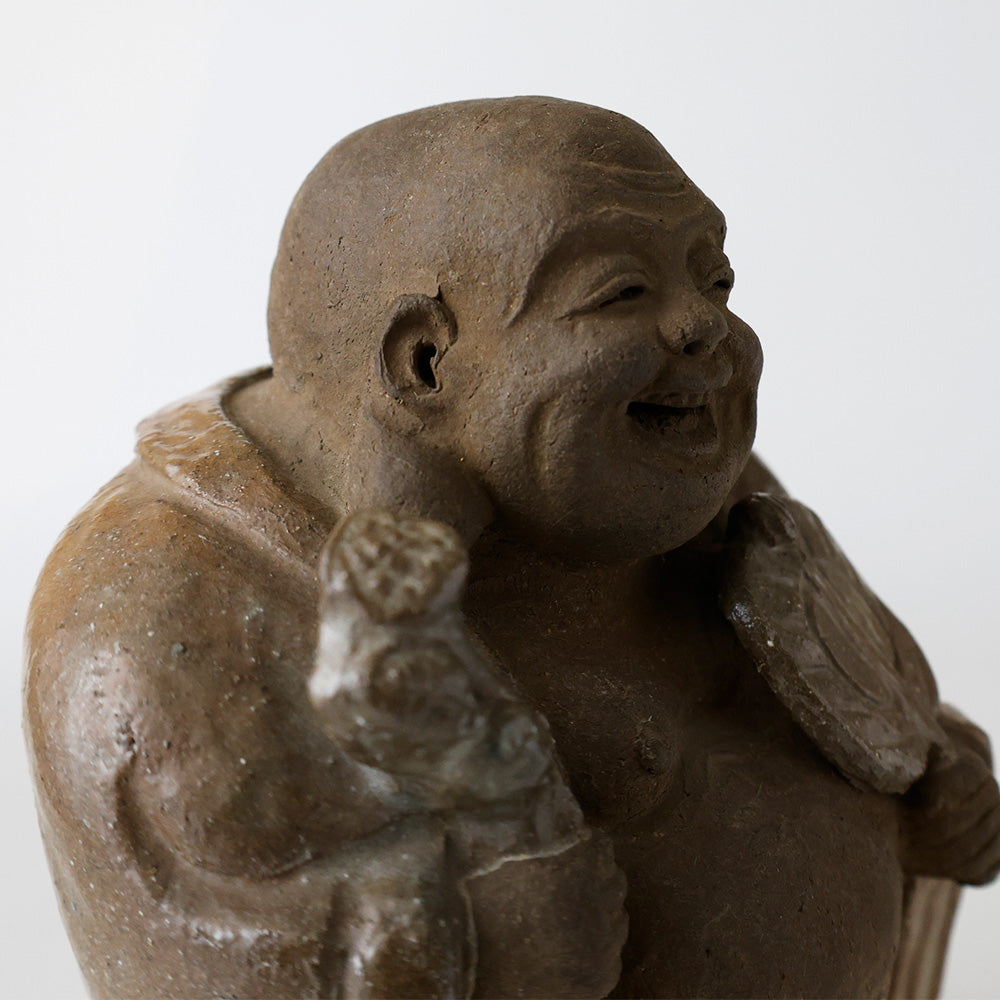 越中古府焼 布袋像 堪忍袋