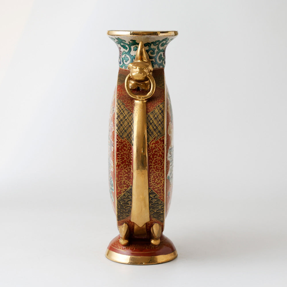 九谷焼 松下賢人図 扁平花瓶 側面