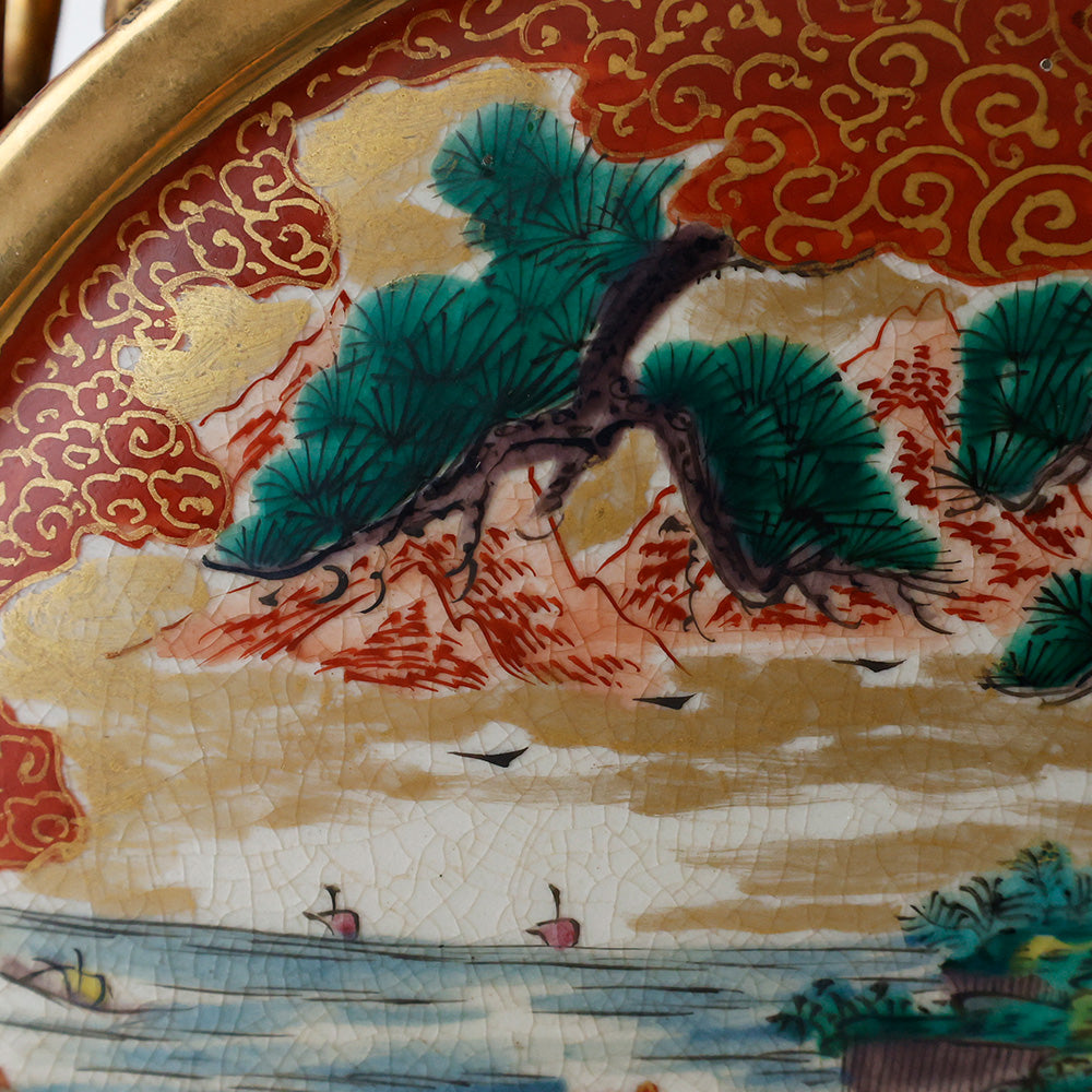 九谷焼 松下賢人図 扁平花瓶 拡大図