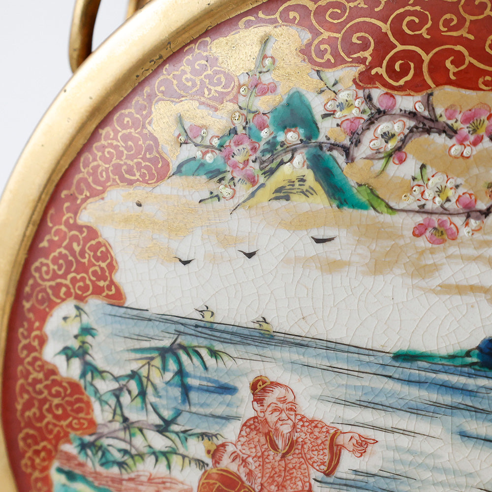 九谷焼 松下賢人図 扁平花瓶 拡大図