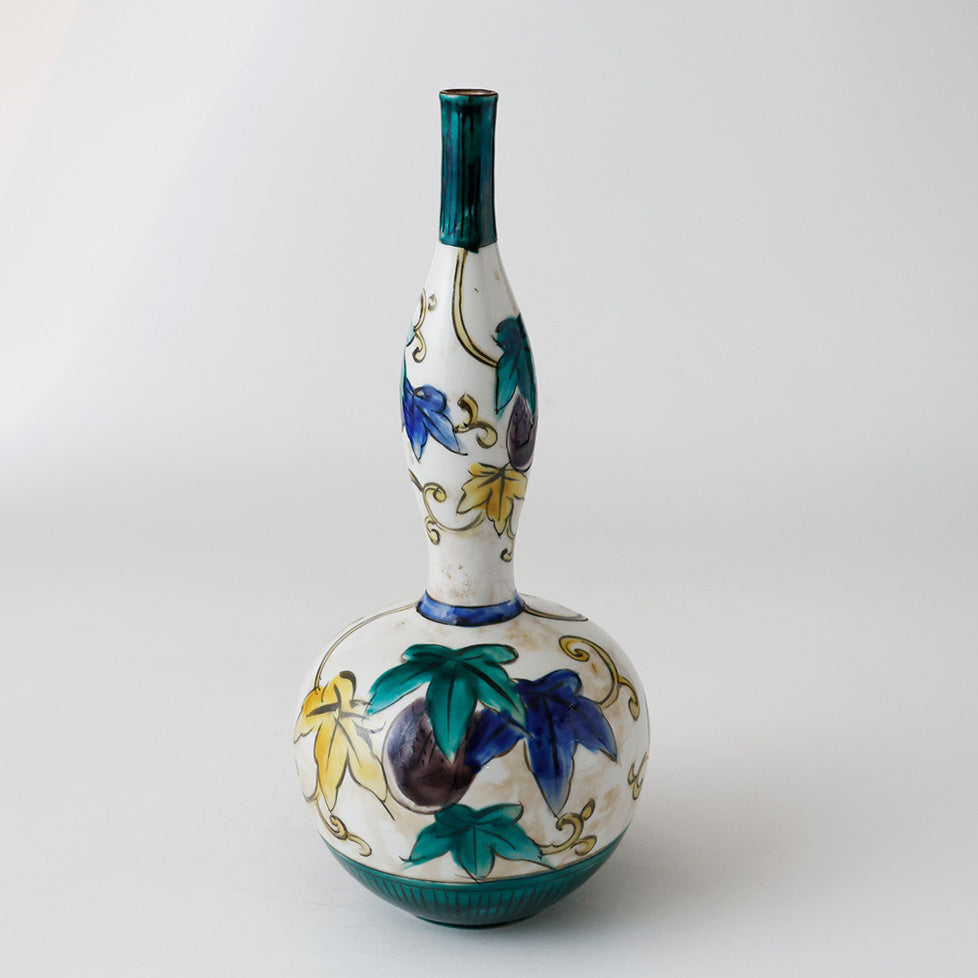 九谷焼 吉田屋写 瓢箪形花入 側面