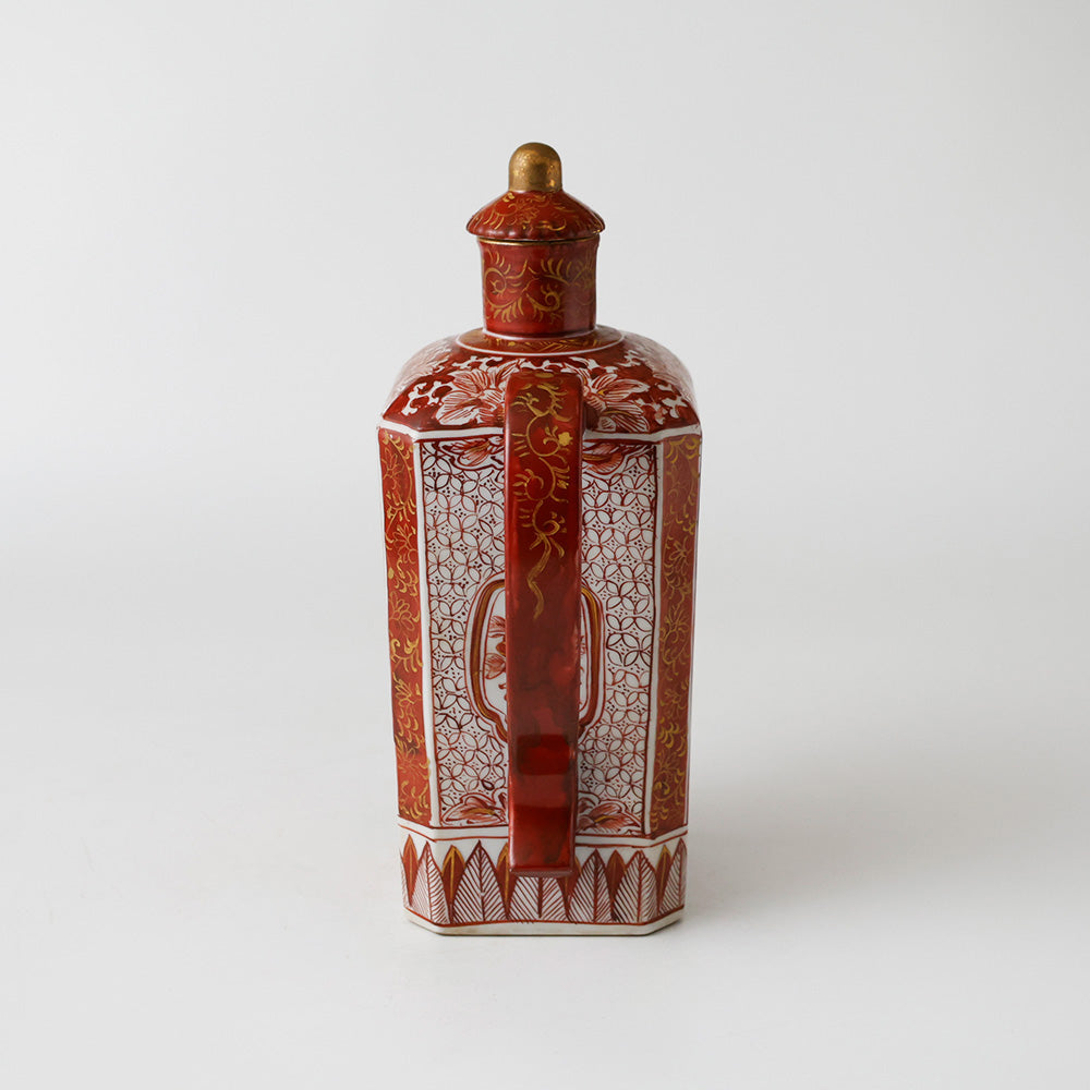 九谷焼 赤絵金彩 水注 背面