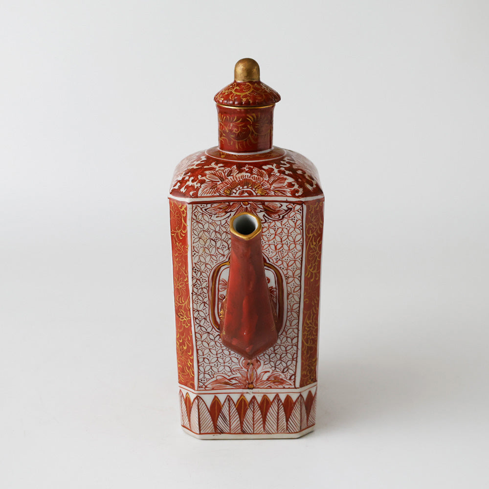 九谷焼 赤絵金彩 水注 正面