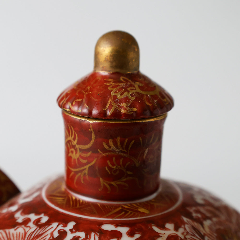 時代年代物 九谷焼 赤絵金彩 唐草 花鳥 楼閣図 水注 九谷焼 赤絵金彩 水注 – EIKI Re:Finds
