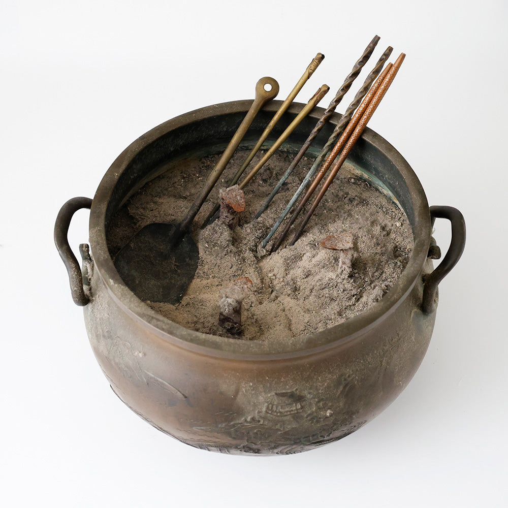 古銅 火鉢 山水楼閣 中身